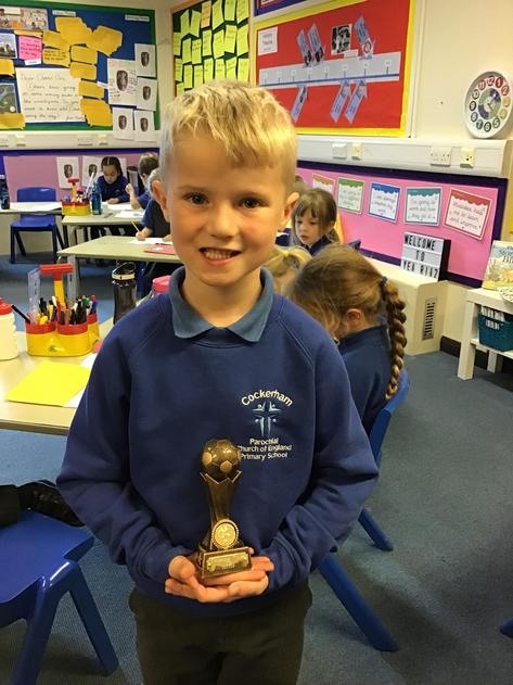 Man of the match for Raplh W for Cockerham Whites U7 team